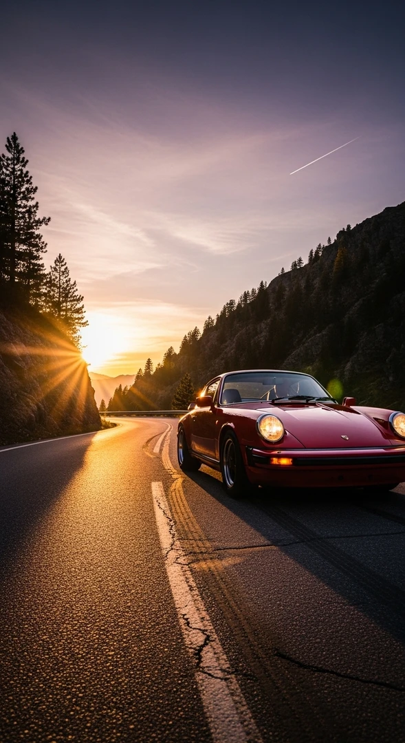 Roter klassischer Porsche Wallpaper 4K - Hintergrundbild