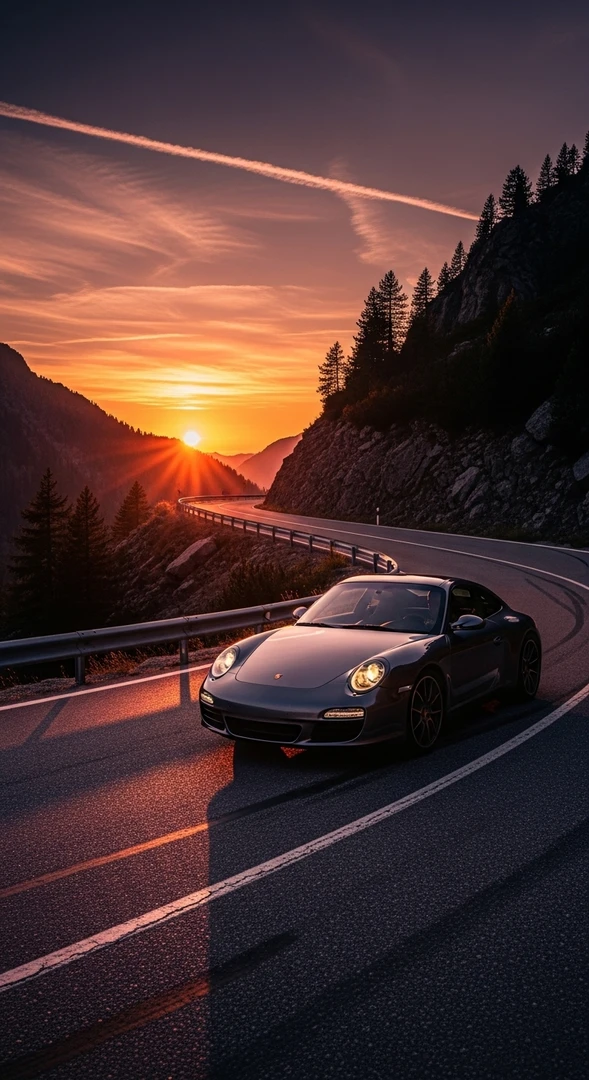 Schwarzer Porsche 911 Wallpaper 4K