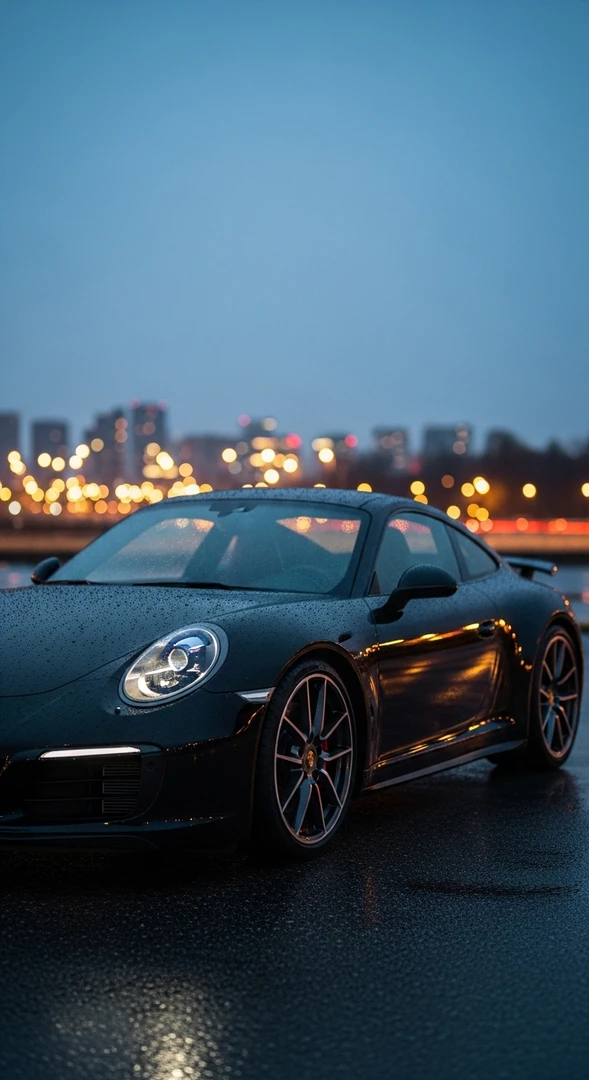 Schwarzer Porsche 911 Wallpaper 4K – Hochwertige Hintergrundbilder fürs Handy