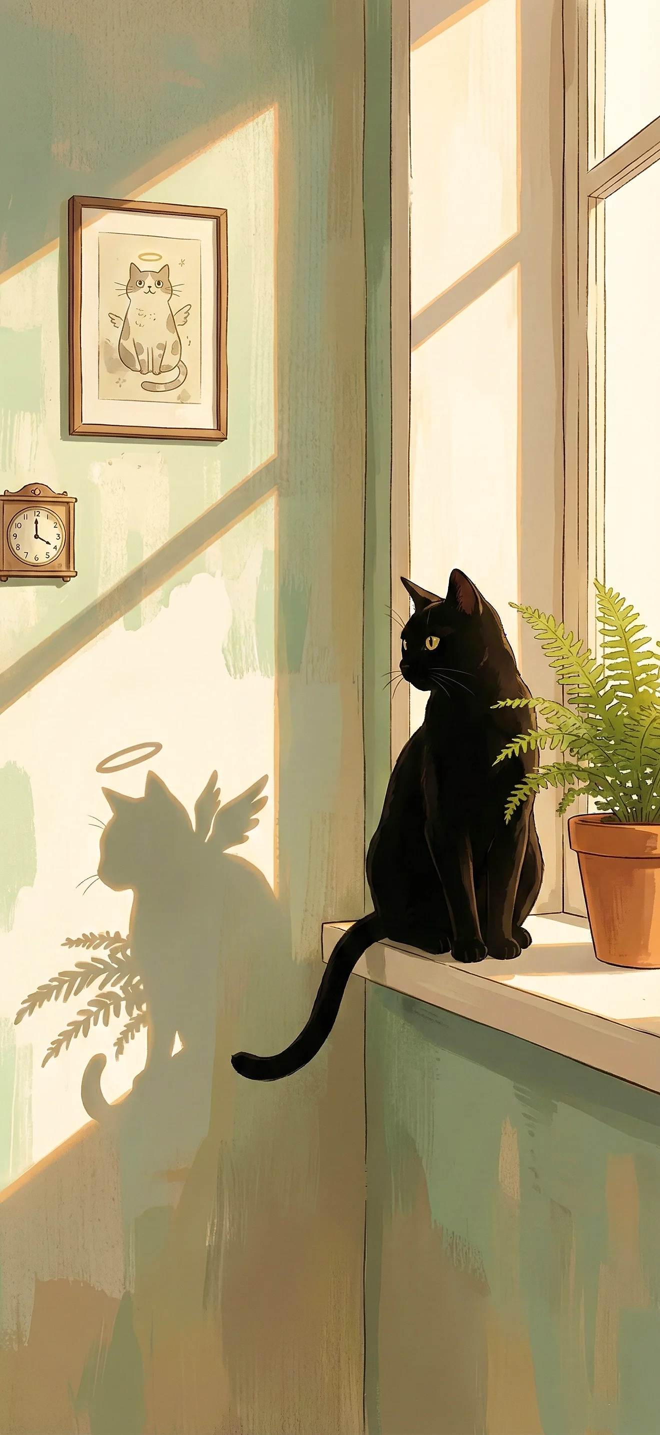 Handy Hintergrund: Schwarze Katze wallpaper