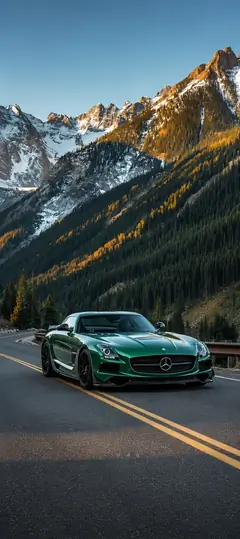 grüner sportwagen vor schneebedeckten bergen als auto hintergrundbilder und kostenlose hintergrundbilder 4k für iphone.