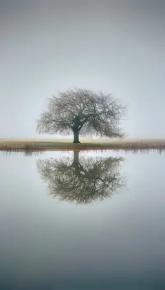 Baum, Reflexion, Nebel
