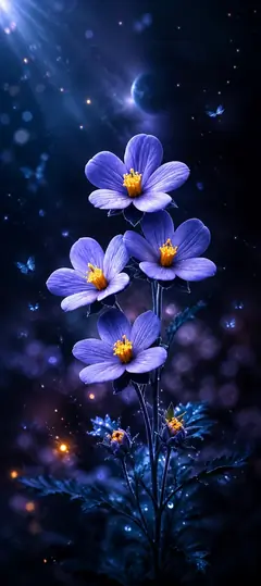 lila blumen mit leuchtender fantasy atmosphäre als blumen hintergrundbilder und kostenlose hintergrundbilder 4k für iphone.