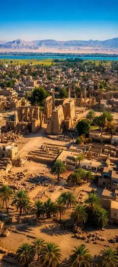 antike tempelruinen in ägypten mit palmen und wüstenlandschaft als ägypten hintergrundbilder und schöne hintergrundbilder in 4k.