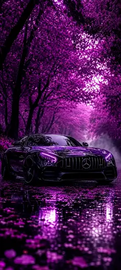 mercedes hintergrundbilder lila Atmosphäre in 4K.
