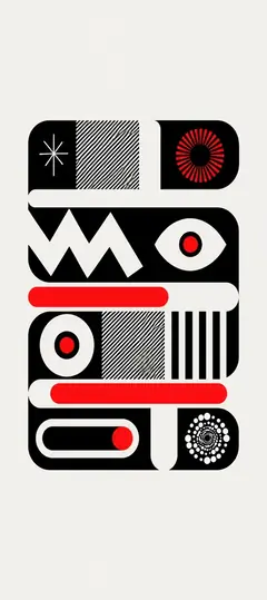 geometrisches retro design mit schwarzen formen und roten akzenten als schöne hintergrundbilder und minimalistische hintergrundbilder in 4k.
