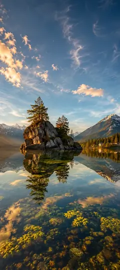 natur see hintergrundbild handy mit spiegelndem bergsee und bergen als iphone hintergrundbilder und natur hintergrundbilder in 4k.