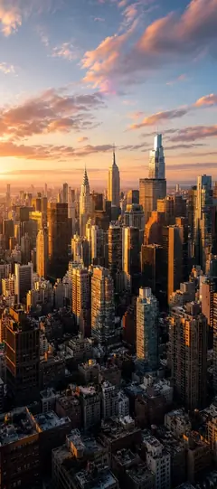 New York Hintergrundbild mit Skyline und Sonnenuntergang für Handy