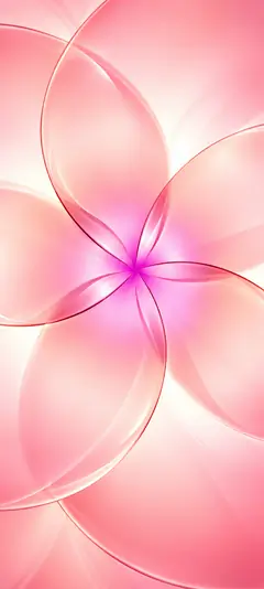 Rosa abstraktes iPhone 18 Hintergrundbild mit transparenten Blütenblättern, pinkem Zentrum und weichen Lichtverläufen für iPhone 18 Pro und iPhone 18 Pro Max