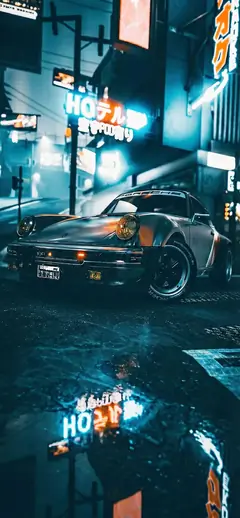 Silberner Porsche 911 GT3 RS Sportwagen unter einem dramatischen Wolkenhimmel als Handy Hintergrundbild.
