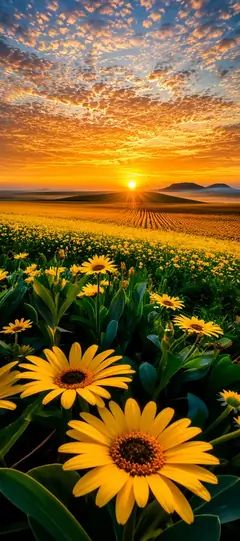 gelbe blumenwiese bei sonnenuntergang als sommer hintergrundbilder und kostenlose hintergrundbilder 4k für iphone.