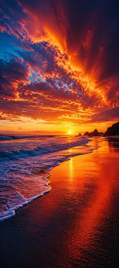 goldener sonnenuntergang am strand mit leuchtenden wolken und meer als sommer hintergrundbilder und schöne hintergrundbilder in 4k.