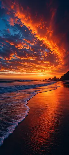 goldener sonnenuntergang am strand mit leuchtendem himmel als sommer hintergrundbilder und kostenlose handy hintergrundbilder 4k für iphone und samsung.