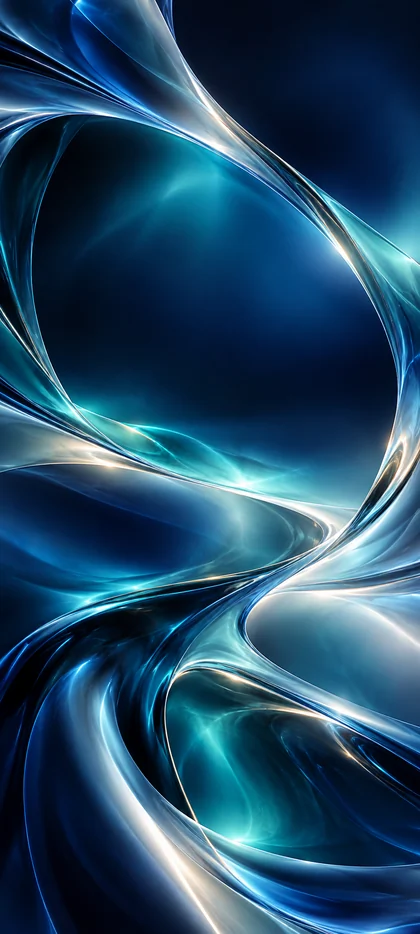 Abstrakte blaue Lichtwellen im Glas-Design – iPhone 18 Hintergrundbilder