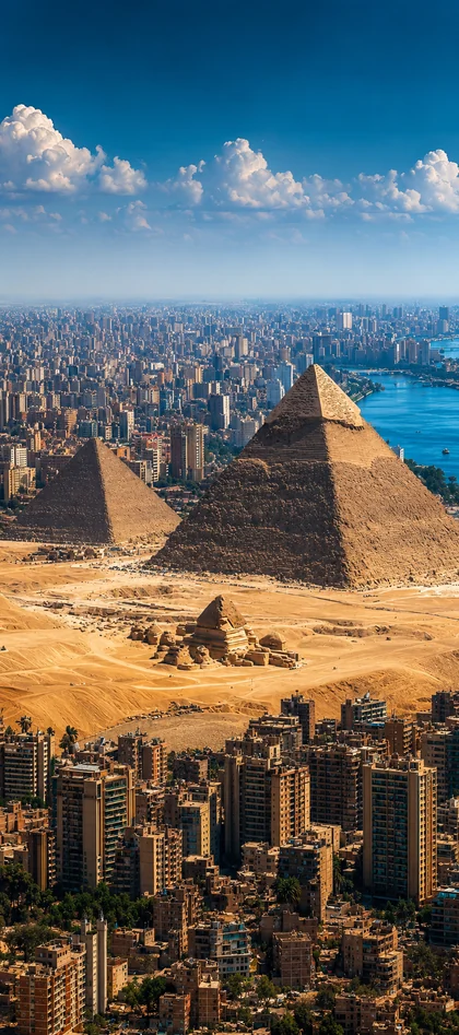 pyramiden von gizeh mit kairo skyline und wüstenlandschaft als ägypten hintergrundbilder und schöne hintergrundbilder in 4k.