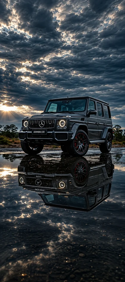 schwarze mercedes g klasse auf spiegelnder wasserfläche als auto hintergrundbilder und kostenlose hintergrundbilder 4k für iphone.