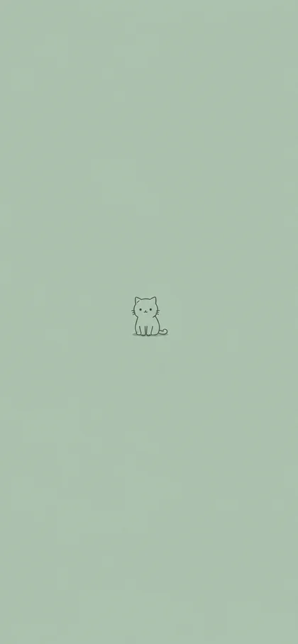 minimalistische kleine katze auf grünem hintergrund als süßes iphone hintergrundbilder und minimalistische hintergrundbilder motiv in 4k.
