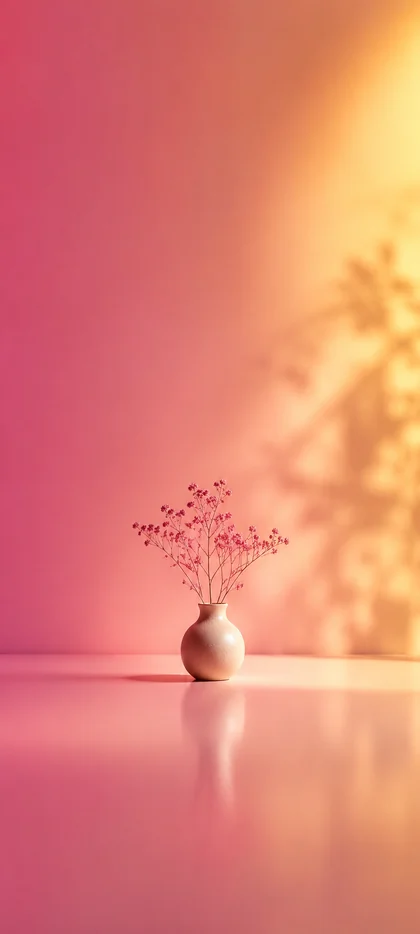 minimalistische vase mit rosa orange hintergrund als aesthetic wallpaper und kostenlose hintergrundbilder 4k für iphone.
