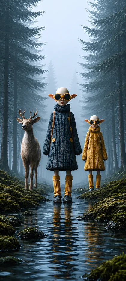 mystische fantasy figuren im nebligen wald als kostenlose hintergrundbilder 4k und iphone hintergrundbilder.