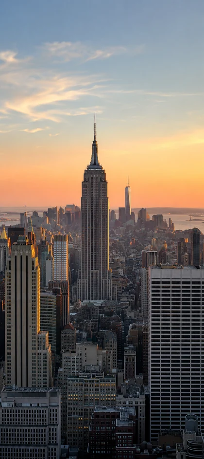 New York Wallpapers 4K mit Empire State Building und Manhattan Skyline bei Sonnenuntergang