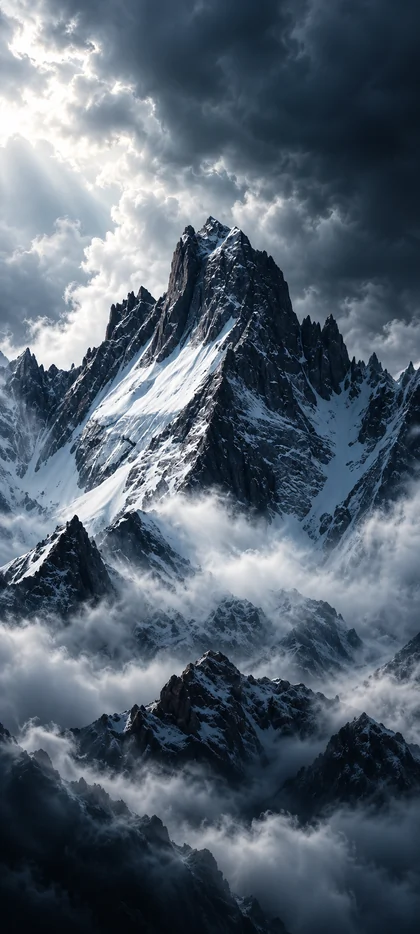 Schneeberg zwischen Wolken und Licht – iPhone 18 Hintergrundbilder
