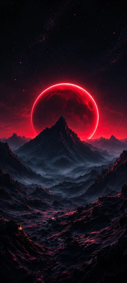 roter mond über dunkler berglandschaft als schwarz hintergrundbilder und schöne hintergrundbilder in 4k.