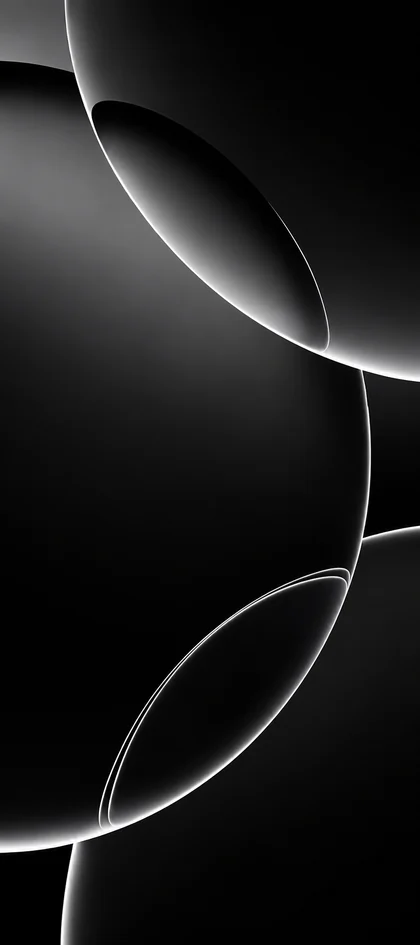 Schwarzes iPhone Hintergrundbild mit abstrakten Formen, feinen weißen Lichtlinien und elegantem dunklem Design.