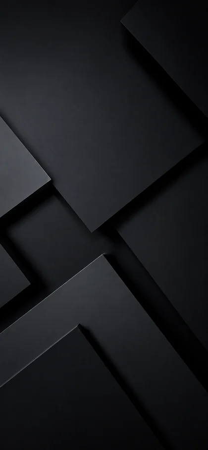 schwarzes minimalistisches hintergrundbild mit geometrischen formen und dunklen schatten, modernes iphone hintergrundbilder motiv in 4k.