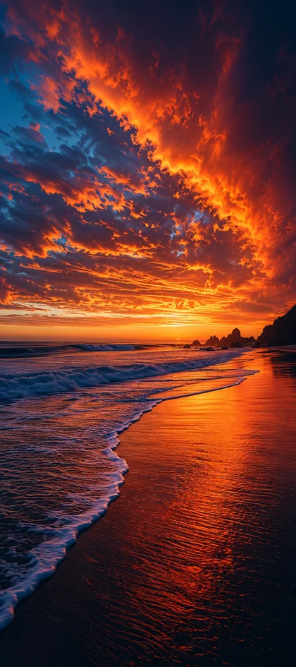 goldener sonnenuntergang am strand mit leuchtendem himmel als sommer hintergrundbilder und kostenlose handy hintergrundbilder 4k für iphone und samsung.