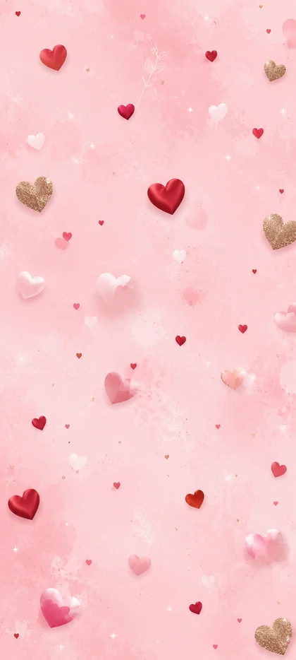 Romantisches WhatsApp Hintergrundbild mit rosa Herzen und süßem Pastell-Design für iPhone und Android