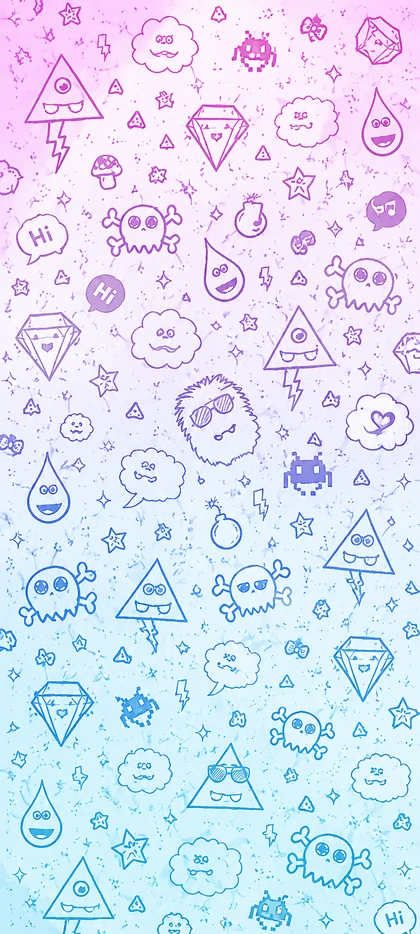 Süßes Kawaii WhatsApp Hintergrundbild mit Pastellfarben und niedlichen Symbolen für iPhone und Android