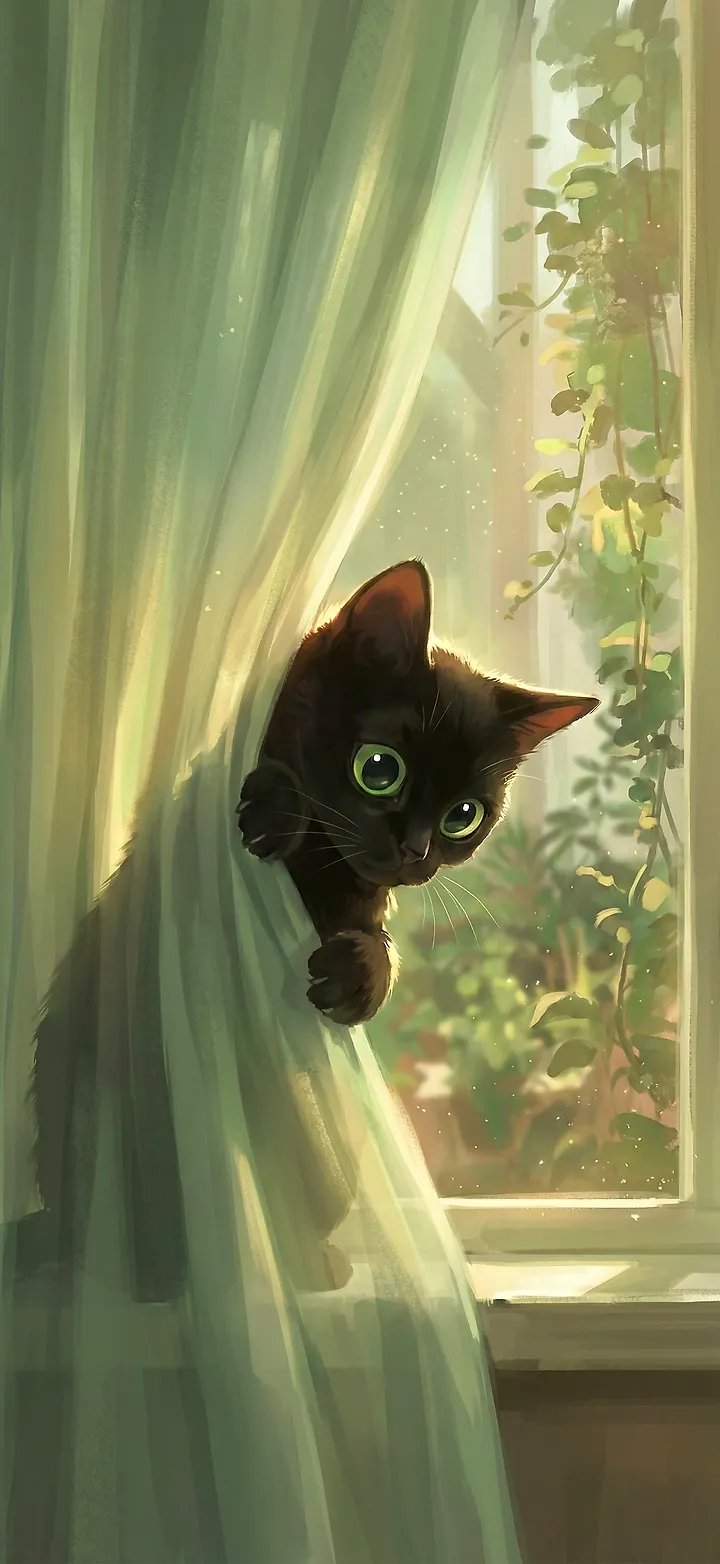 Anime Süßes Katze Hintergrundbild