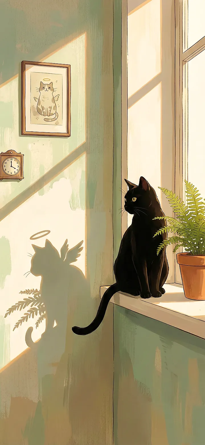 atze, Fenster & Engels-Schatten Hintergrundbild Handy 