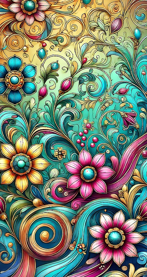 Blumen Hintergrundbilder Handy 4K – Buntes Vintage Design für iPhone & Samsung