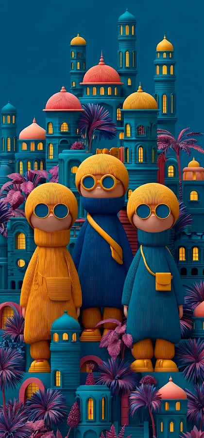 Bunte Cartoon Stadt – Kreatives 3D Handy Hintergrundbild in 4K