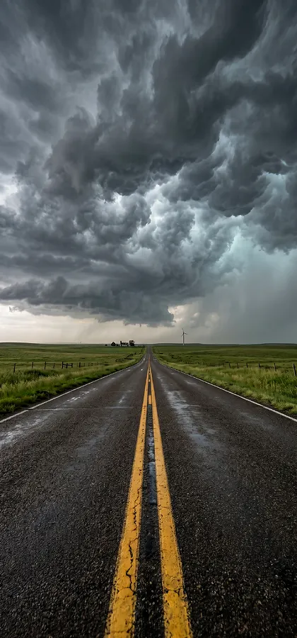 Dunkle Sturmwolken Straße – Dramatisches Handy Hintergrundbild in 4K
