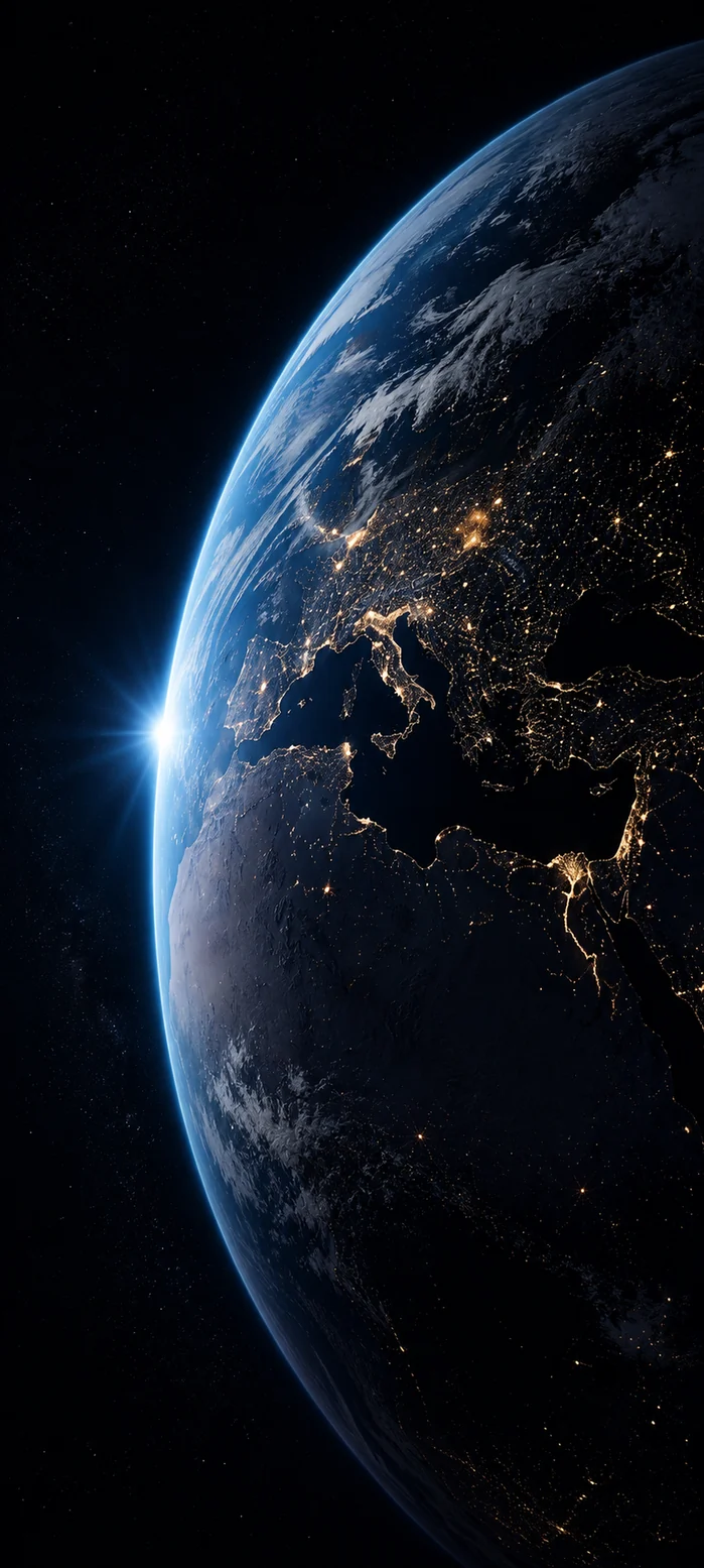 erde im weltraum mit leuchtenden städten als schwarz hintergrundbilder und kostenlose hintergrundbilder 4k für iphone.