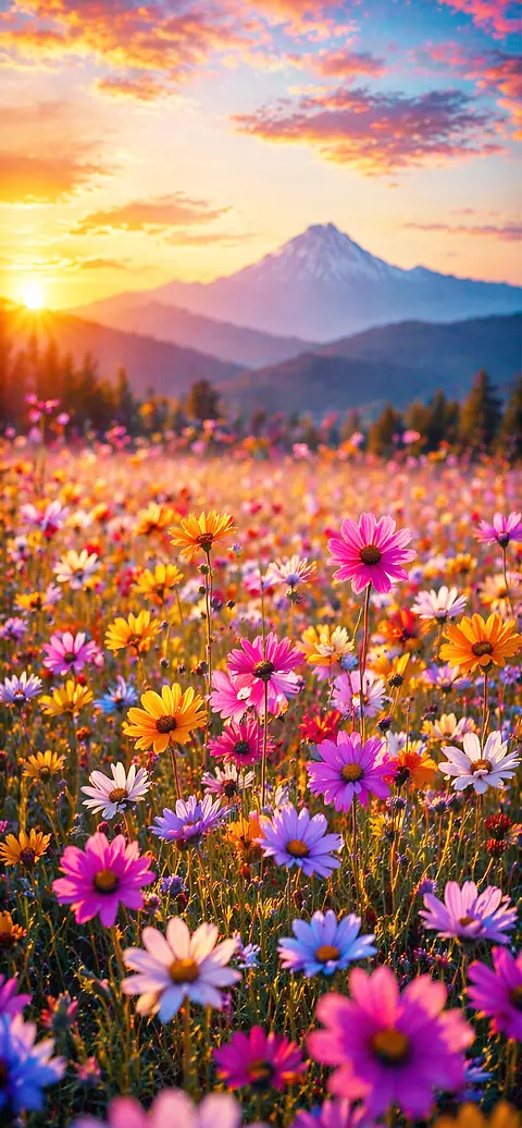 Frühling Hintergrundbild Handy – Blumenfeld 4K