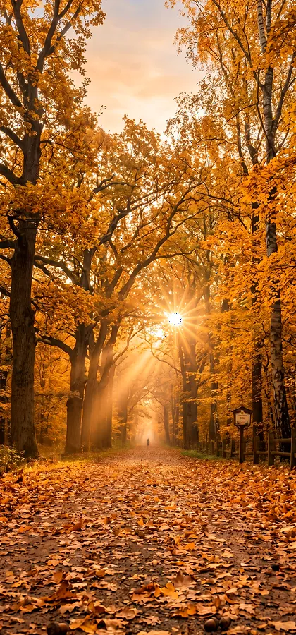 Herbstwald Handy Hintergrundbild – Goldene Natur Wallpaper in 4K
