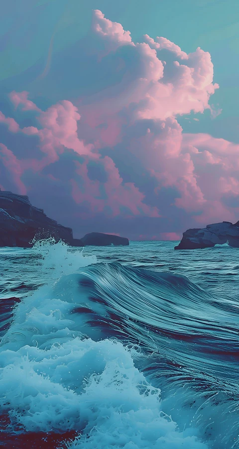hintergrundbilder iphone meer wellen himmel pastel 4k
