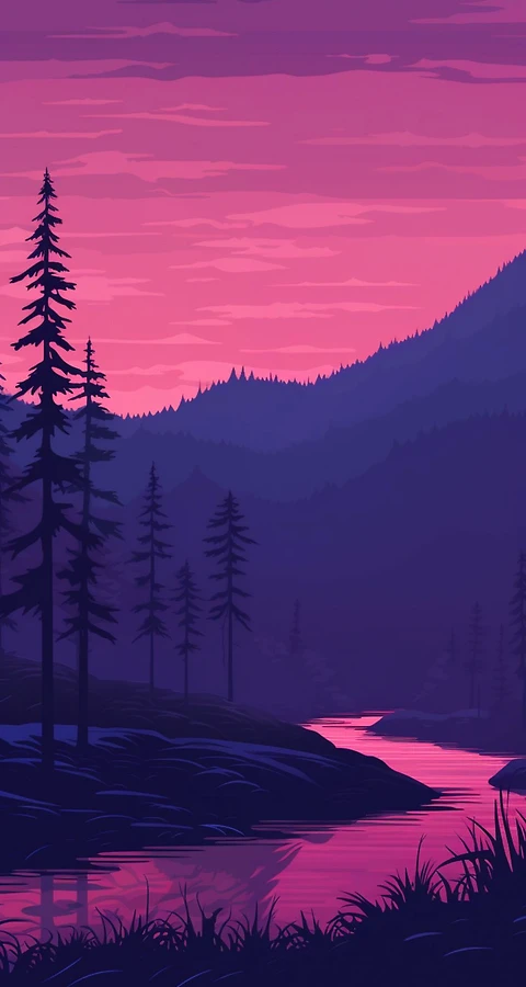 hintergrundbilder iphone wald sonnenuntergang fluss minimal 4k