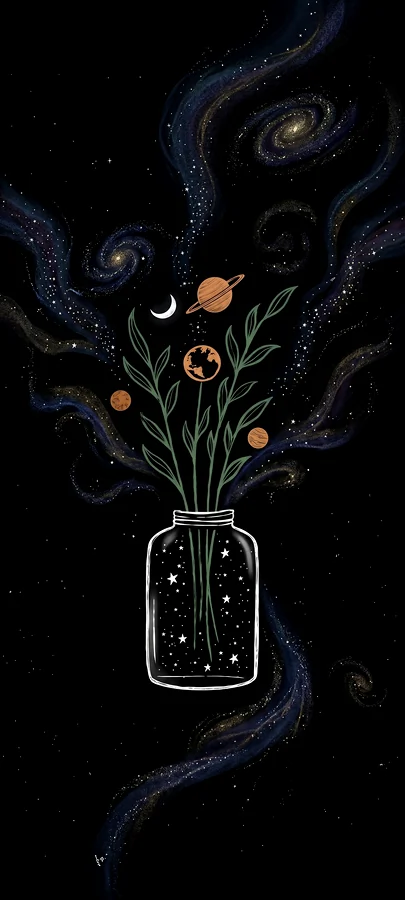 Kosmische Blumen Schwarz Hintergrundbild – Künstlerisches Galaxy Wallpaper