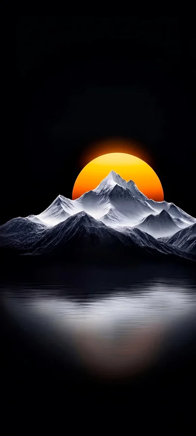 Leuchtender Sonnenuntergang hinter Bergen – Ästhetisches Handy Hintergrundbild in 4K
