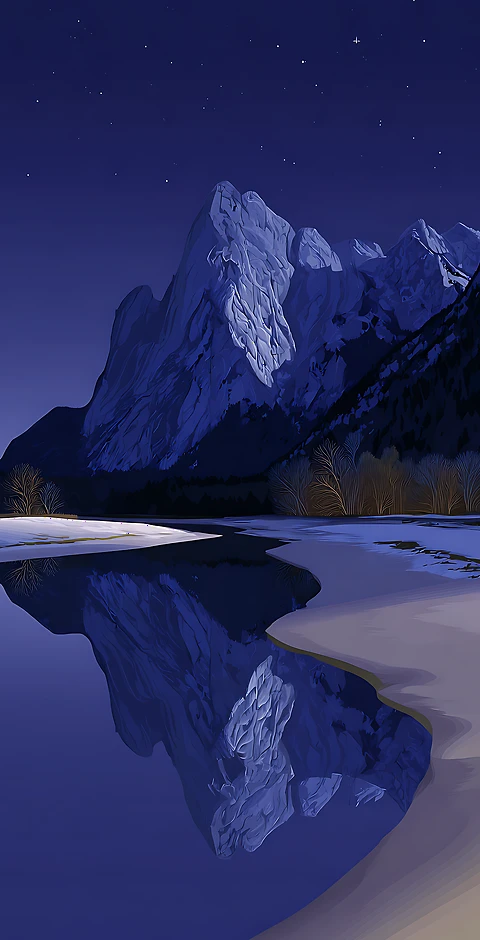 Minimalistische Berge bei Nacht – Coole Handy Hintergrundbilder in 4K