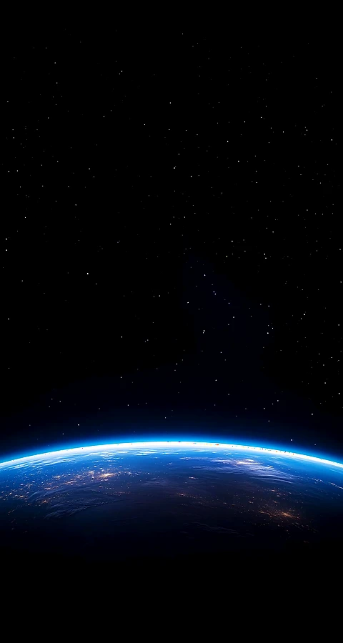 Minimalistischer Weltraum Hintergrund: Erde & Sterne in 4K