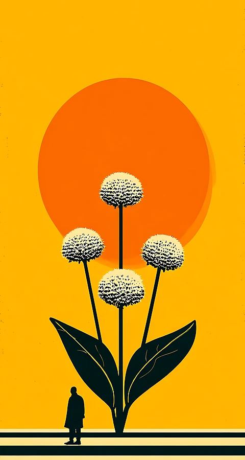 Minimalistisches Blumen Wallpaper – Ästhetisches Orange Handy Hintergrundbild in 4K