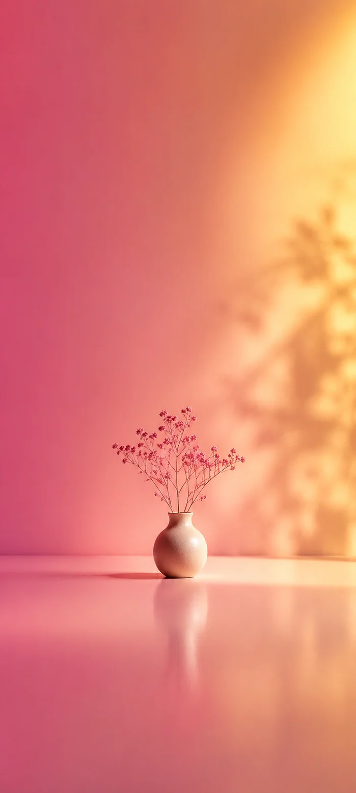 minimalistische vase mit rosa orange hintergrund als aesthetic wallpaper und kostenlose hintergrundbilder 4k für iphone.
