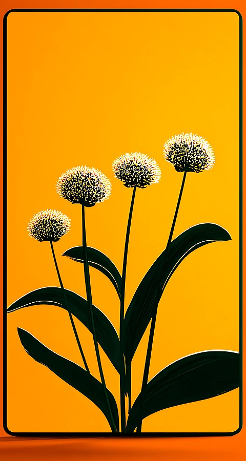 Modernes Pflanzen Wallpaper – Stylisches Handy Hintergrundbild in Orange 4K