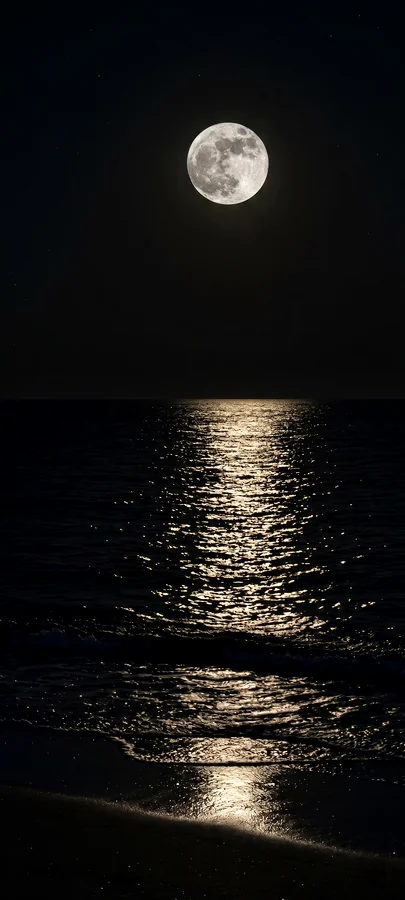 Mondlicht auf dem Meer – Ruhiges Nacht Handy Hintergrundbild in 4K