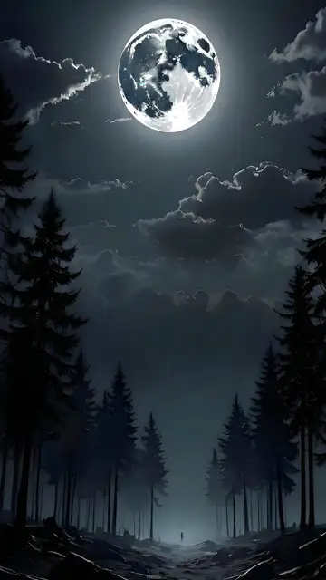 Mystisches Wald Hintergrundbild mit Vollmond für iPhone und Handy